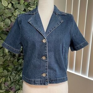 Rachel Zoe 90s denim button-down cropped shirt
